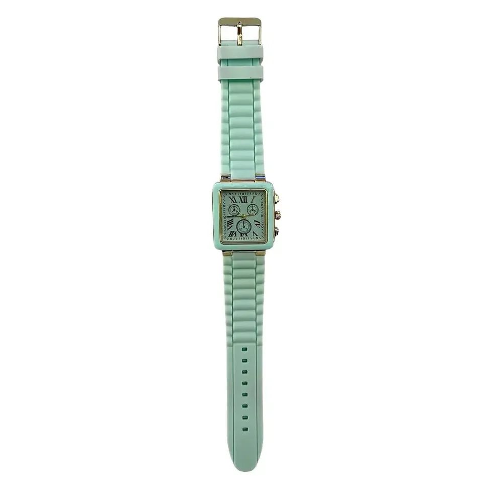 Women's SILICONE BAND WATCH Aqua Blue NEW BATTERY
